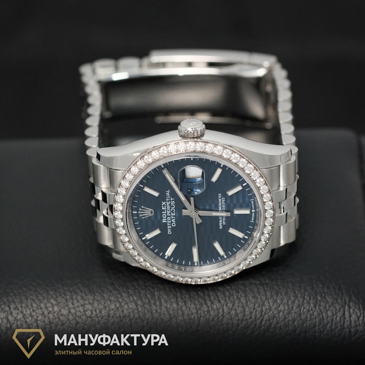 OYSTER PERPETUAL DATEJUST 36 OYSTERSTEEL  and White Gold Diamonds Bezel Flutted Motif