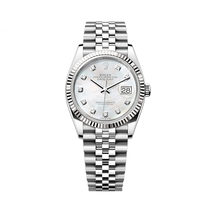 Datejust 36mm Steel & White Gold Mother of Pearl Dial with Diamonds