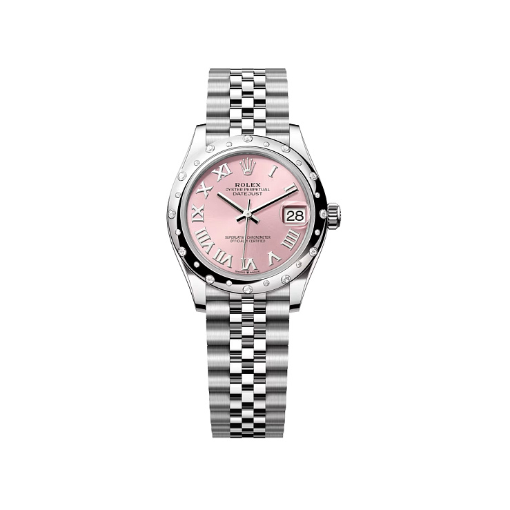 Datejust 31mm Steel & White gold Pink Roman Dial Diamond bezel Jubilee Bracelet