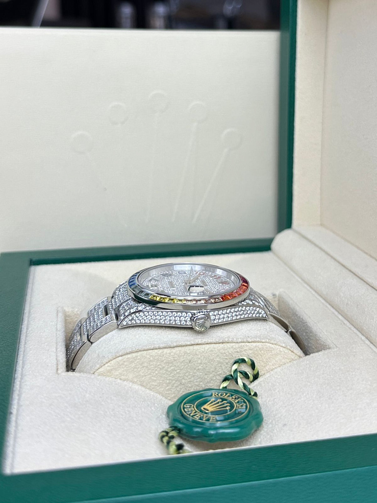 Datejust 41mm Custom Full Diamond Pave Rainbow Bezel