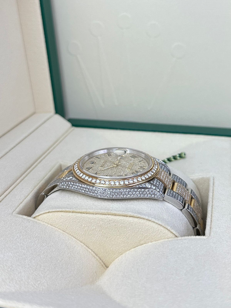 Datejust 41mm Steel & Yellow Gold Full Pave Custom Diamonds