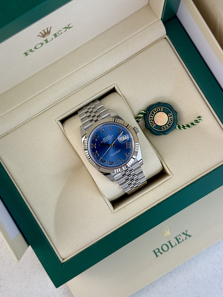 Datejust 41mm Steel & White gold Blue Azzurro Dial Jubilee Bracelet