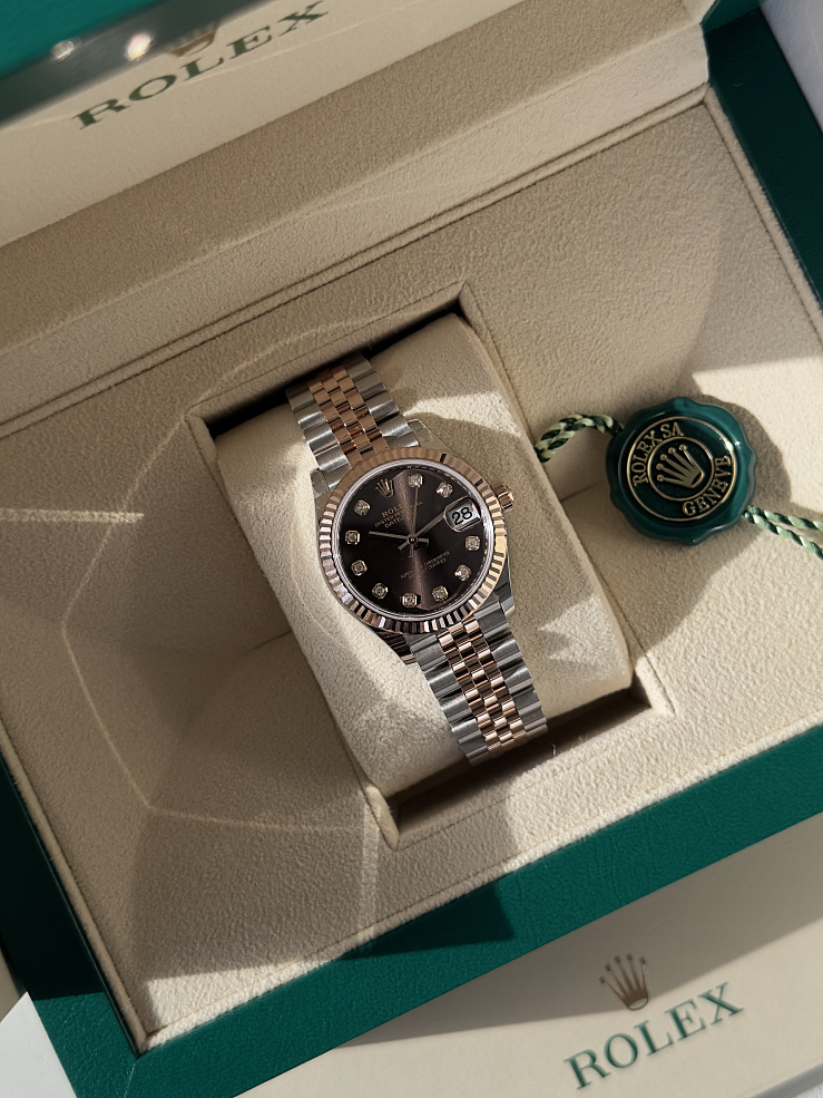 Datejust 31mm Steel and Everose Gold Chocolate Dial Diamond index Jubilee Bracelet