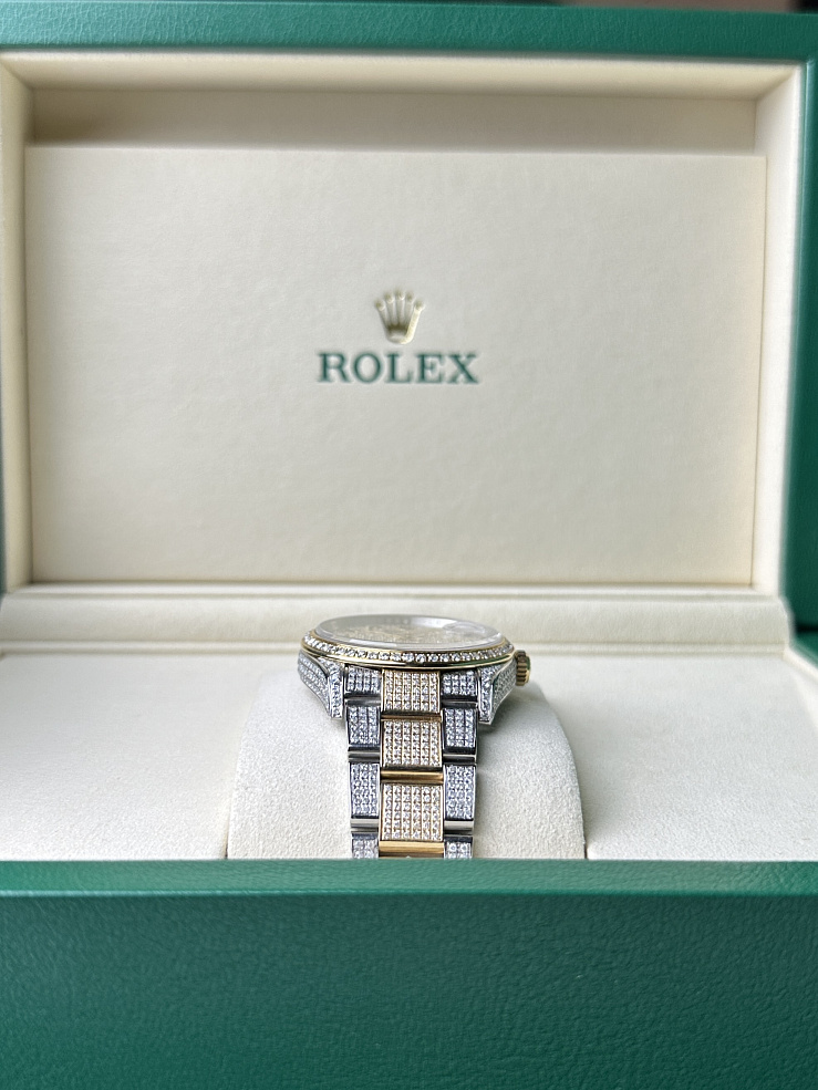 Datejust 36mm Steel & Yellow Gold Full Pave Custom Diamonds