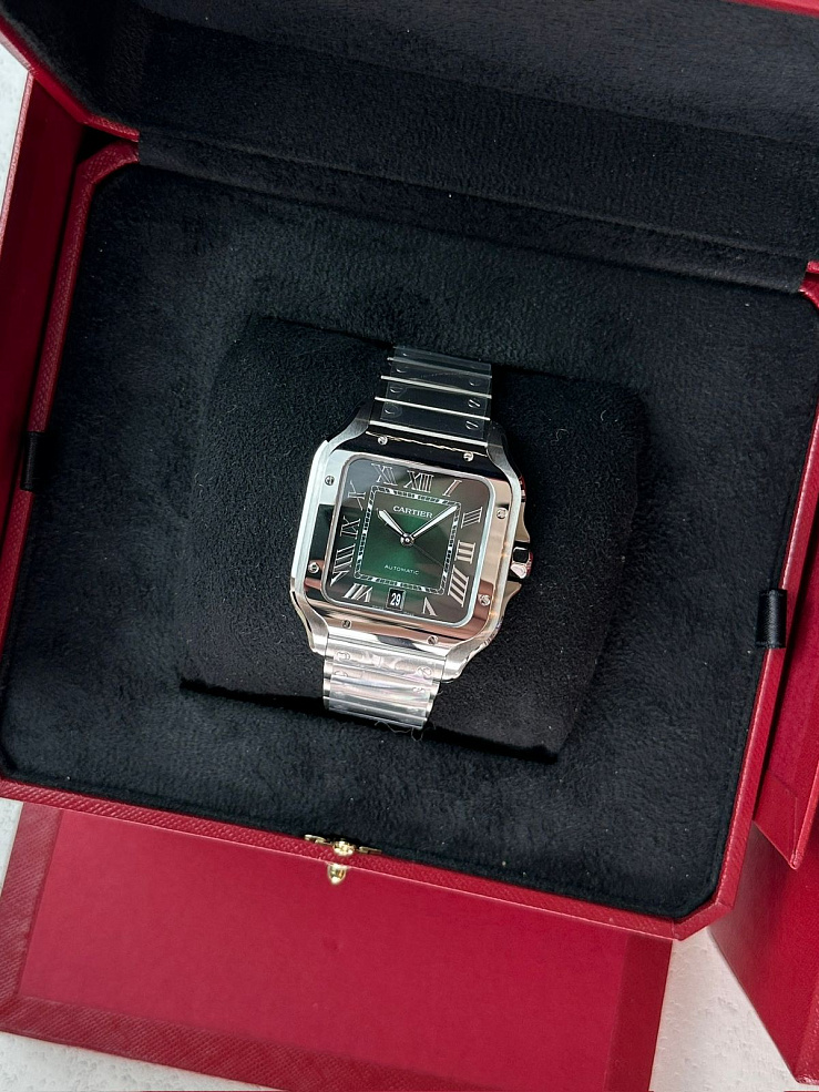 Santos De Cartier Large Green Dial Steel