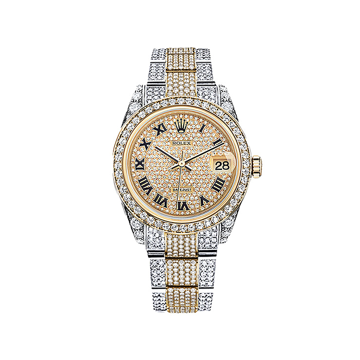 Datejust 36mm Steel & Yellow Gold Full Pave Custom Diamonds