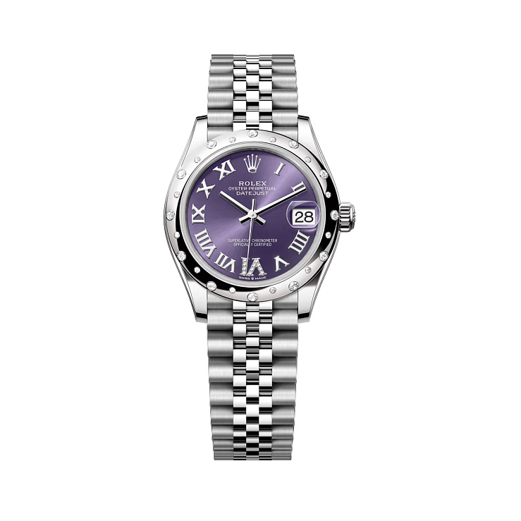 Datejust 31mm Steel & White gold Purple VI Diamond Dial Diamond bezel Jubilee Bracelet