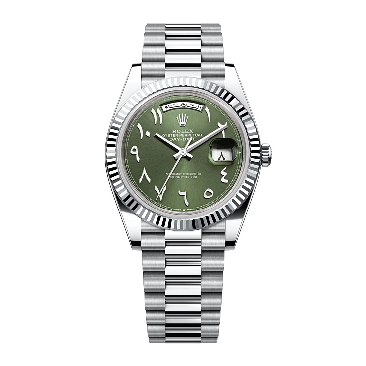 Day-Date 40mm President Platinum Green Arabic Dial