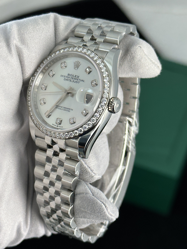 Datejust 126284rbr White MOP Diamond Jubilee 36mm Stainless Steel