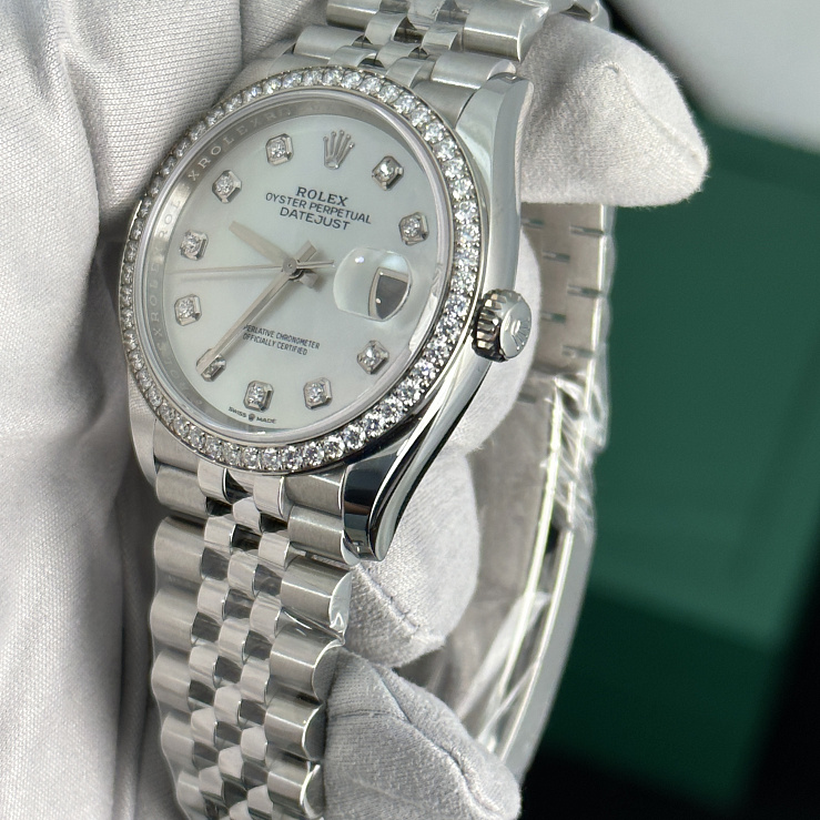 Buy Rolex Datejust 126284rbr White MOP Diamond Jubilee 36mm Stainless Steel 126284rbr in Dubai UAE in Luxury watch boutique WATCH LAB