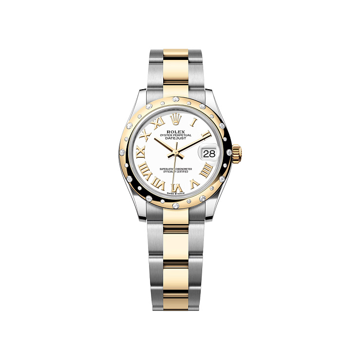 Datejust 31mm Steel & Yellow Gold White Dial Domed Diamond Bezel Oyster Bracelet