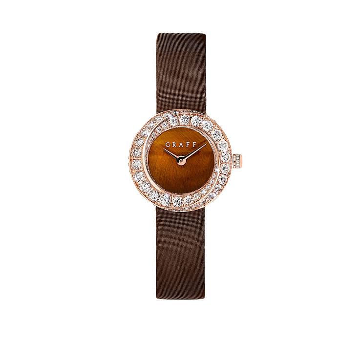 Spiral Watch Rose Gold Tigers Eye Dial 23mm