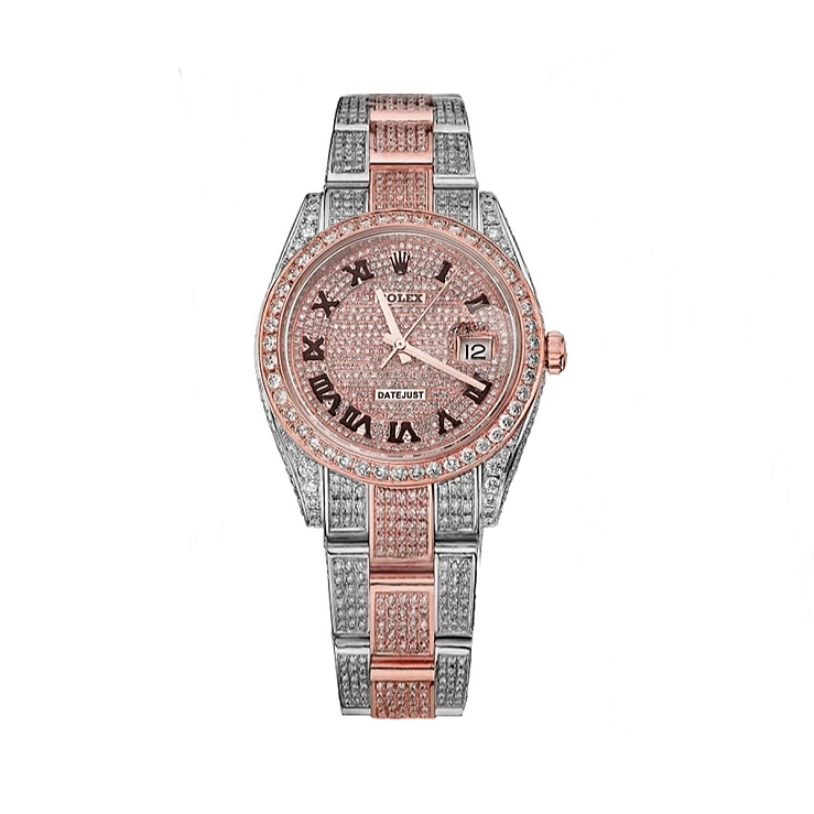 Datejust 31mm Steel & Rose Gold Custom Full Pave Iced Out Diamonds