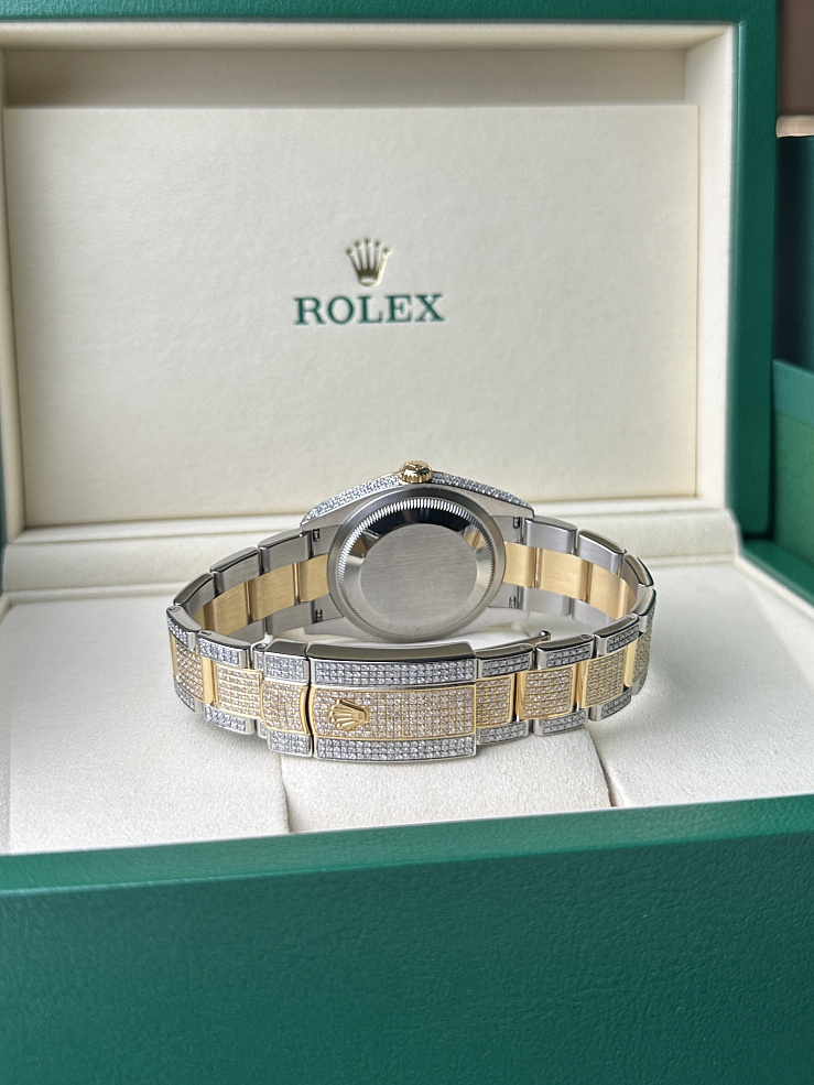 Datejust 36mm Steel & Yellow Gold Full Pave Custom Diamonds