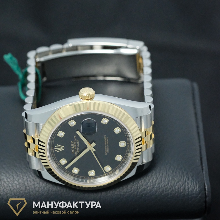 Oyster Perpetual Datejust II Steel And Yellow Gold Black Dial With Diamonds