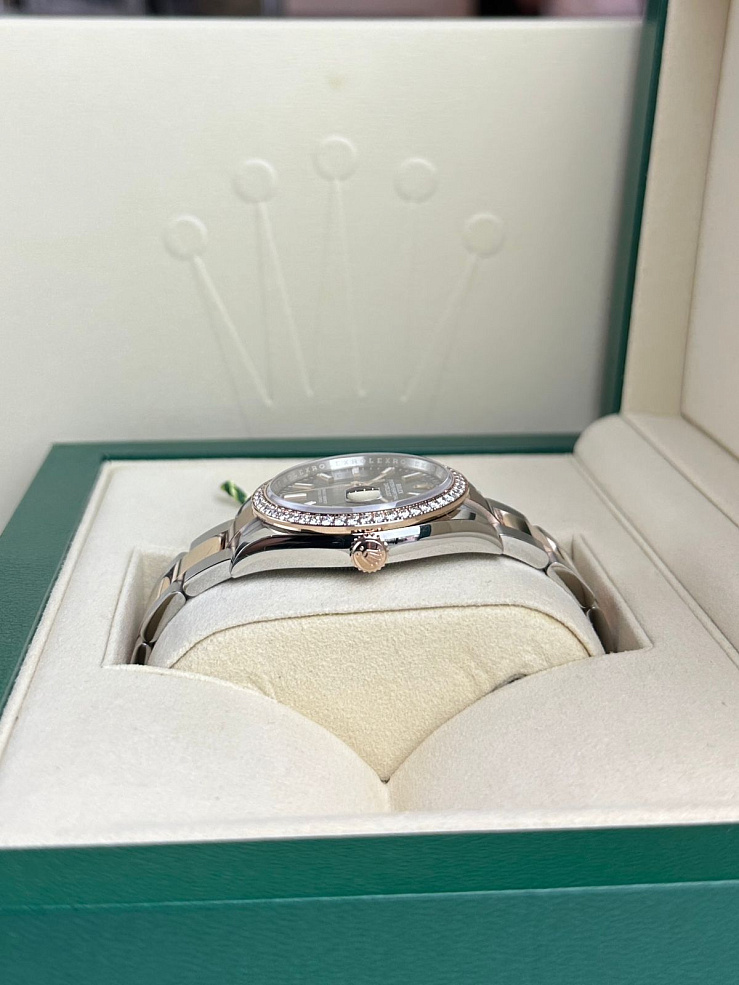 Datejust 36mm Steel & Rose Gold Grey Dial Diamond Bezel Oyster Bracelet