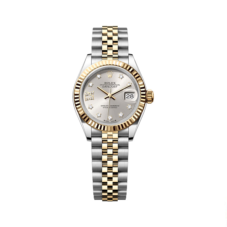 Lady-Datejust 28mm Steel & Yellow Gold Silver Dial Diamonds Jubilee Bracelet