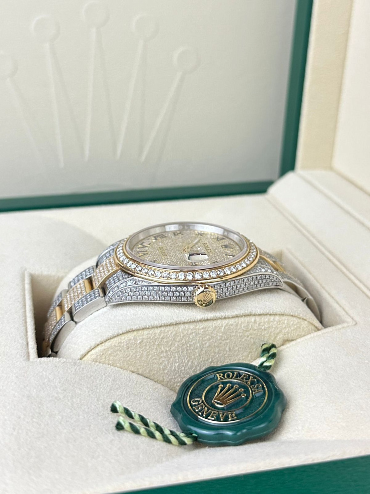 Datejust 41mm Steel & Yellow Gold Full Pave Custom Diamonds