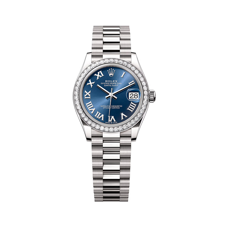 Datejust 31 White Gold Blue Roman dial Diamond bezel