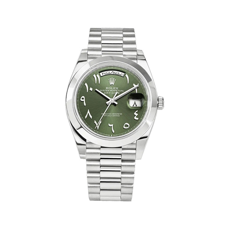 Day-Date 40mm President Platinum Green Arabic Dial