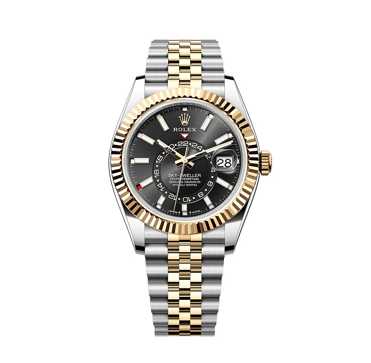 Sky-Dweller 42mm Steel and Yellow Gold Black Dial Jubilee bracelet