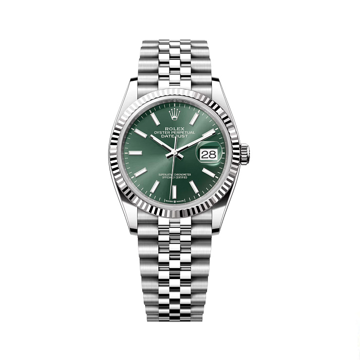 Datejust 36mm Steel & White Gold Mint Green Dial Jubilee Bracelet