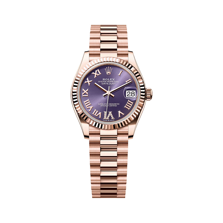 Datejust 31mm Rose Gold Purple Roman Vi Diamond dial