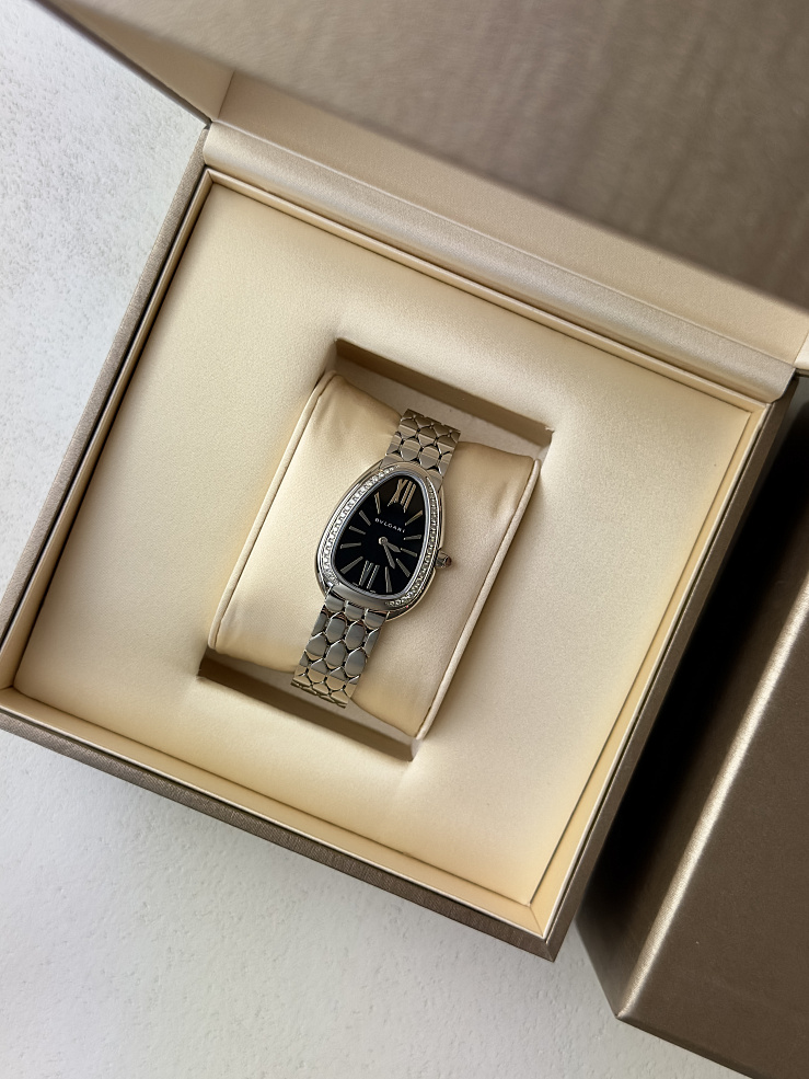 Serpenti Seduttori Steel Diamond bezel Black Dial 