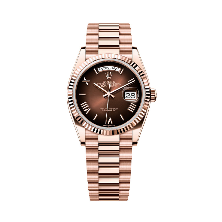 OYSTER PERPETUAL DAY‑DATE 36 EVEROSE GOLD brown ombré dial
