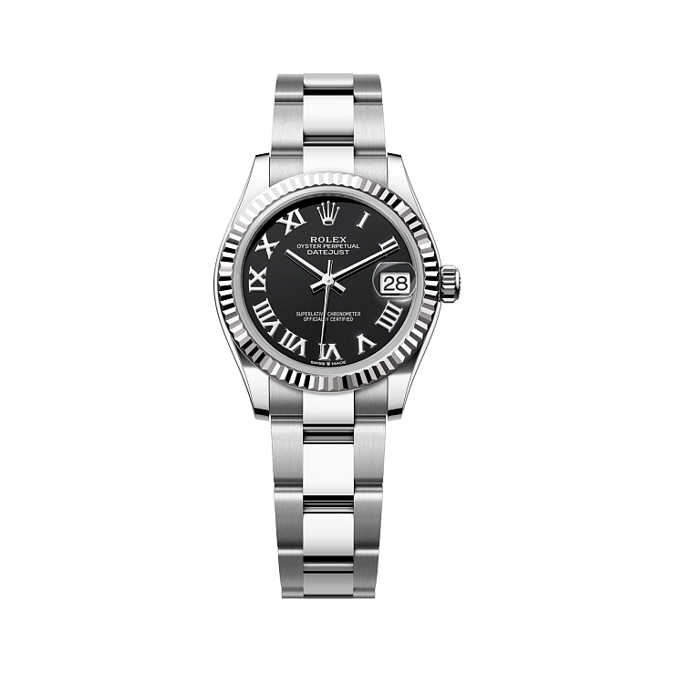 Datejust 31mm Steel & White gold Black Roman Dial Oyster Bracelet