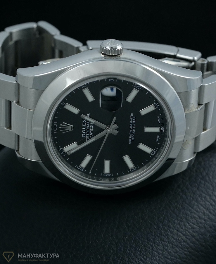 Datejust II Black Dial Sticks Index