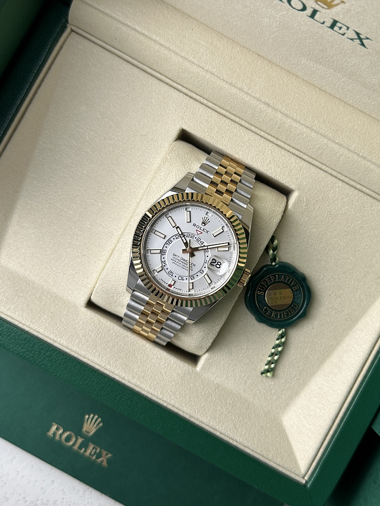 Sky-Dweller 42mm Steel and Yellow Gold White Dial Jubilee bracelet