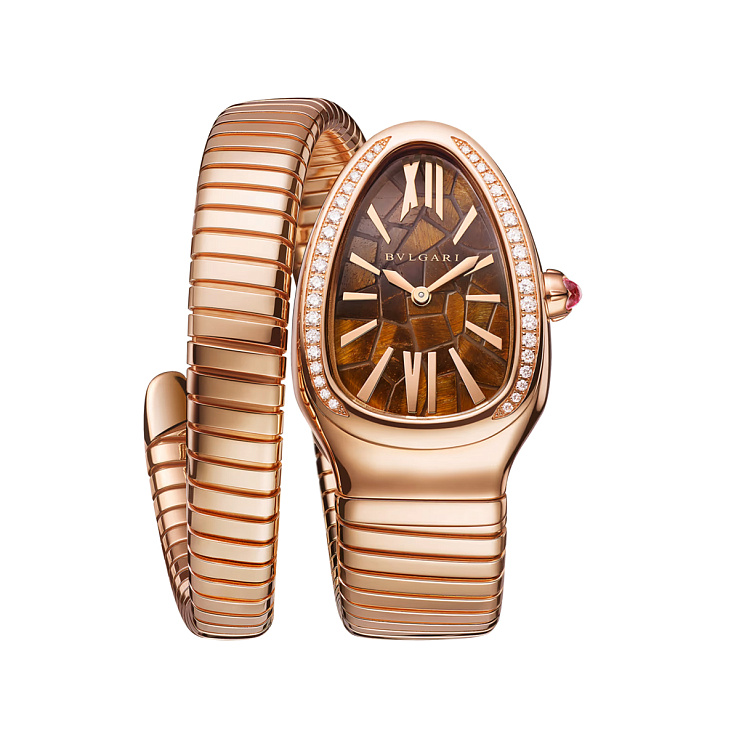 Serpenti Tubogas 35mm Limited Edition Single-Spiral Rose Gold Tiger's Eye dial Diamonds