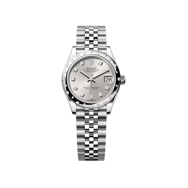 Datejust 31mm Steel & White gold Silver Diamond Dial Diamond bezel Jubilee Bracelet