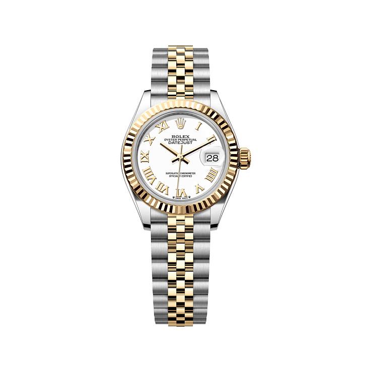 Lady-Datejust 28mm Steel & Yellow Gold White Roman Dial Jubilee Bracelet