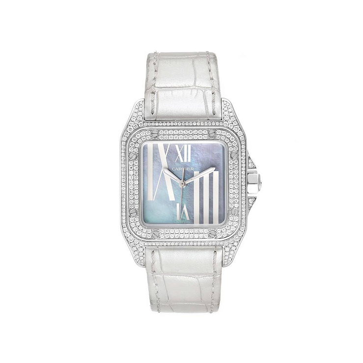 Santos 100 White Gold Mother of Pearl Diamonds
