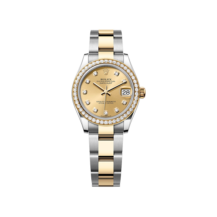 Datejust 31mm Steel & Yellow Gold Champagne Diamond Dial Diamond Bezel Oyster Bracelet