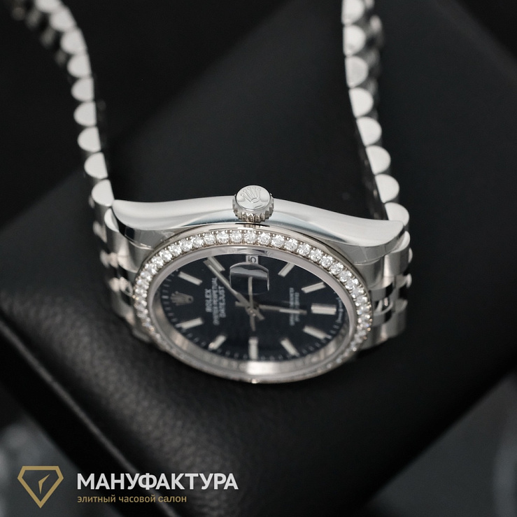 OYSTER PERPETUAL DATEJUST 36 OYSTERSTEEL  and White Gold Diamonds Bezel Flutted Motif