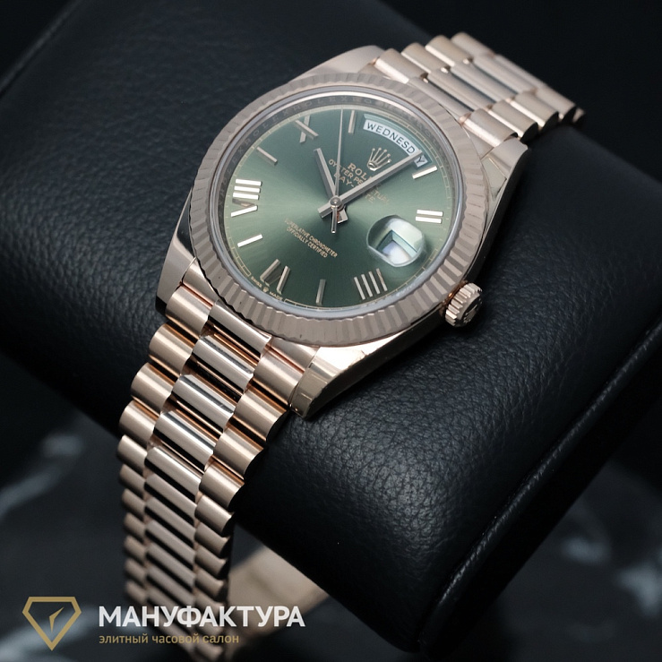 Day-Date 40 mm Rose Gold Olive Dial