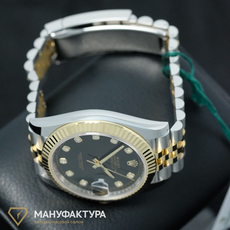 Oyster Perpetual Datejust II Steel And Yellow Gold Black Dial With Diamonds