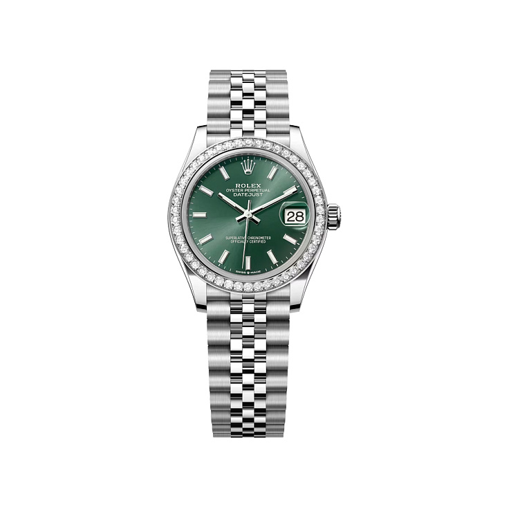 Datejust 31mm Steel & White gold Mint Green Dial Diamond Bezel Jubilee