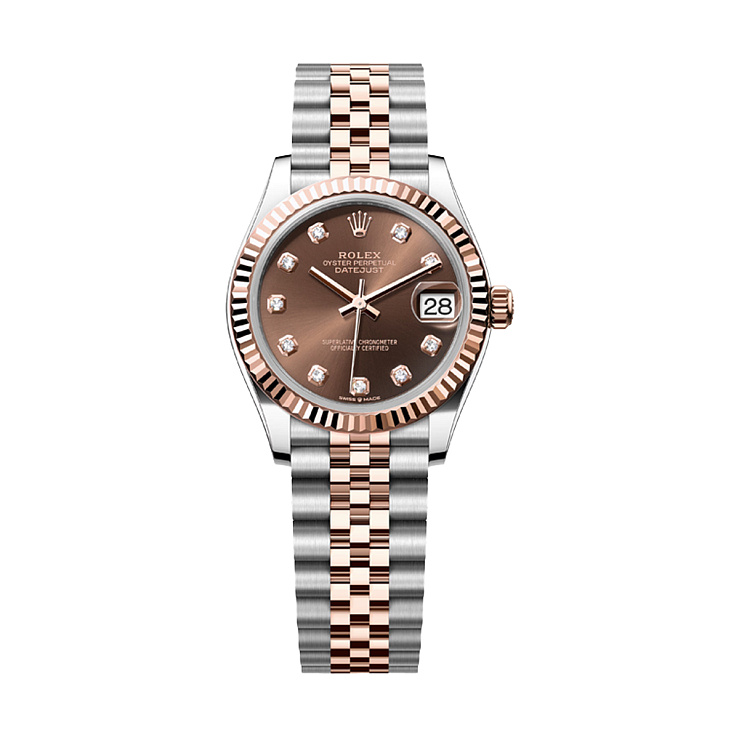 Datejust 31mm Steel and Everose Gold Chocolate Dial Diamond index Jubilee Bracelet