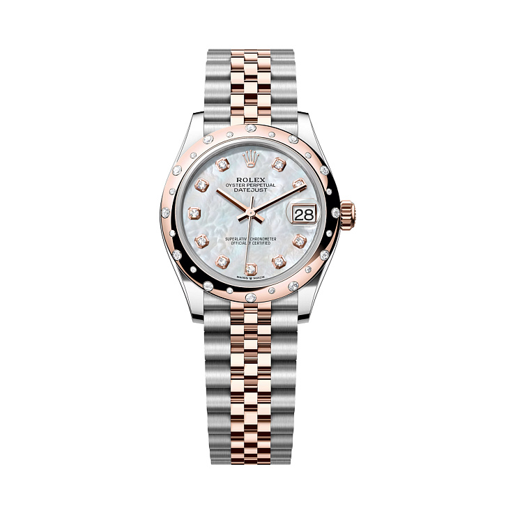 Datejust 31mm Steel & Everose Gold MoP Diamond Dial Domed Diamond Bezel Jubilee