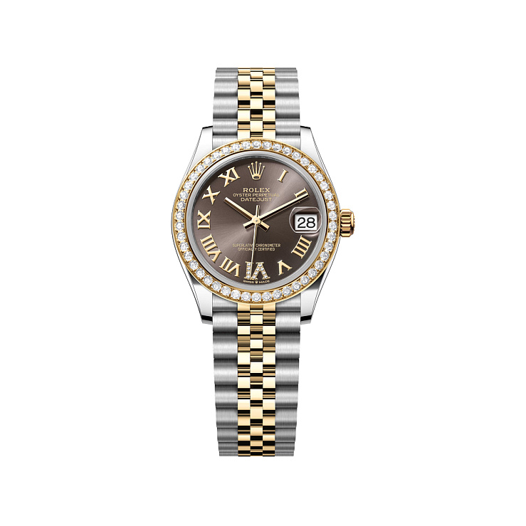 Datejust 31mm Steel & Yellow Gold Grey VI Diamonds Dial Diamond Bezel Jubilee