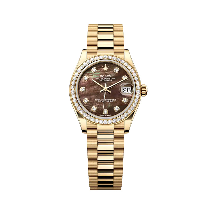 Datejust 31mm Lady President 18K Yellow Gold Dark Pearl Diamond Bezel