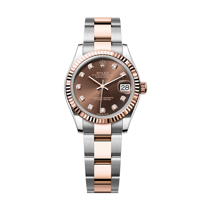Datejust 31mm Steel and Everose Gold Chocolate Brown Diamond Dial Oyster Bracelet