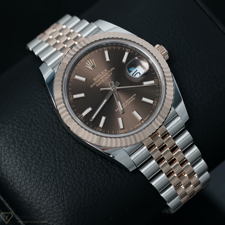 Datejust 41mm Steel Rose Gold Chocolate Dial