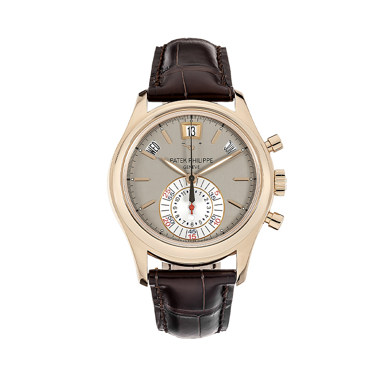 Annual Calendar Chronograph Rose Gold Silver Dial