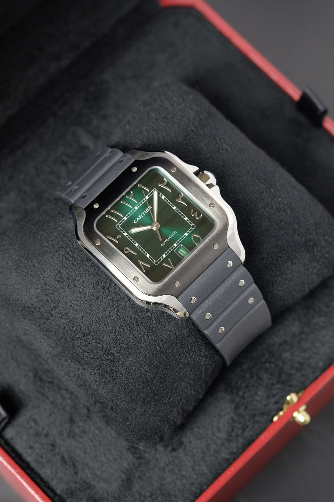 Santos De Cartier Large Green Arabic Dial Steel