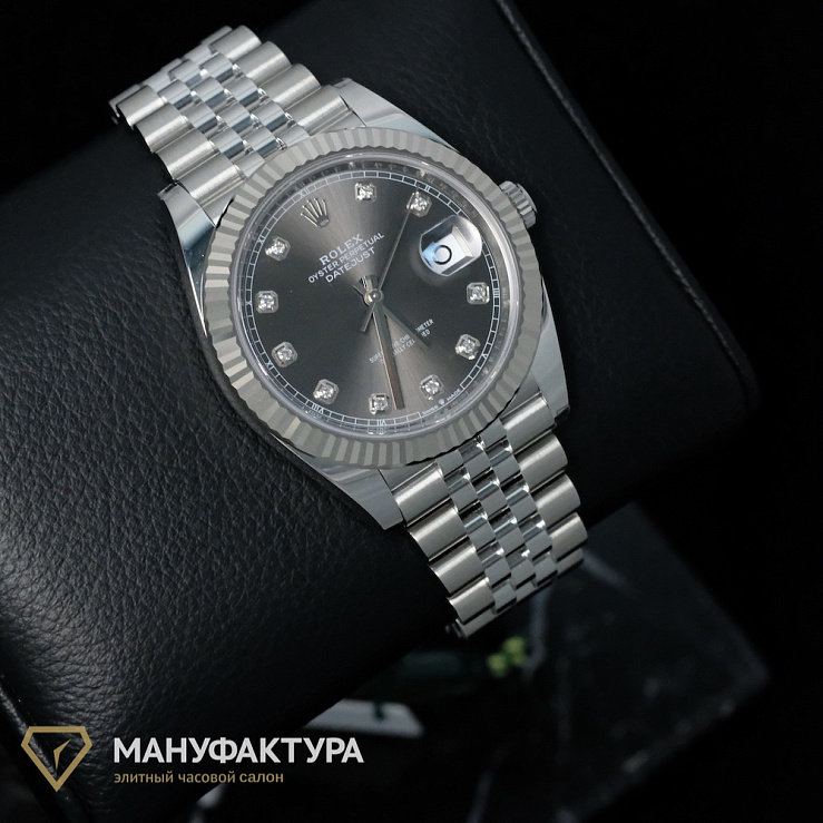 Oyster Perpetual Datejust 41mm Grey Dial Diamonds